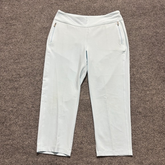 Pebble Beach Dry-Luxe Performance Womens Capri Pants Size 10 Blue High Rise - Picture 1 of 10